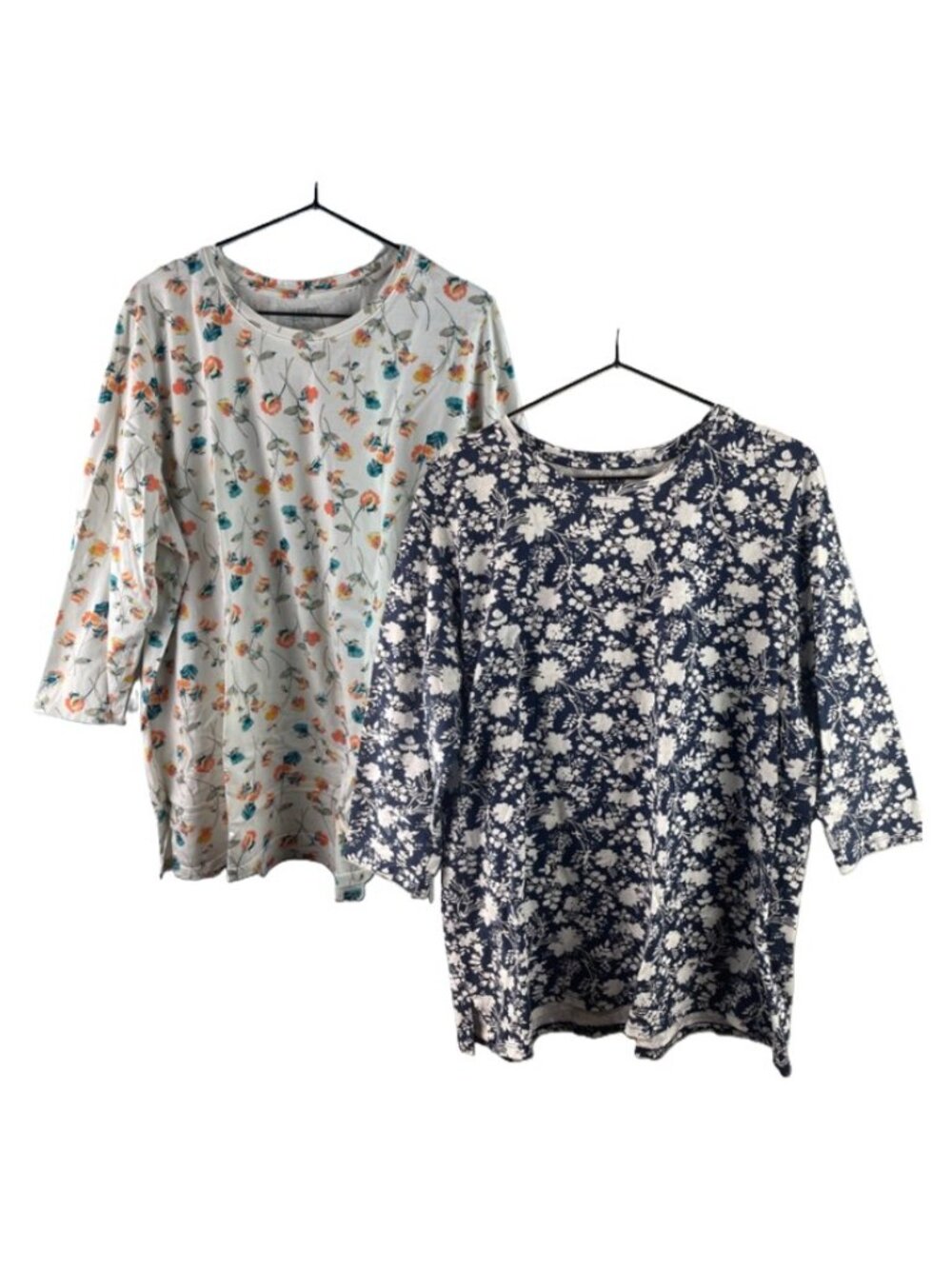Lands End Set of 2 Floral 3/4 Sleeve Top Size XL/T